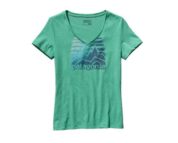 Patagonia Women's Distressed Logo T-Shirt - Aqua Stone