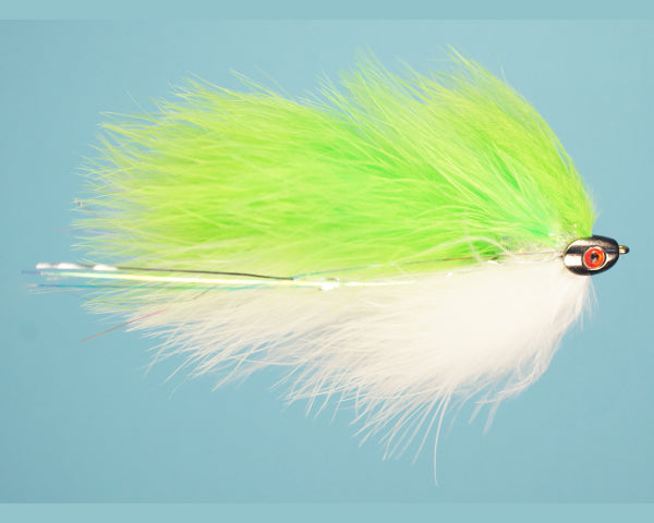 Galloup's Barely Legal (Fish Skull) - Chartreuse/White