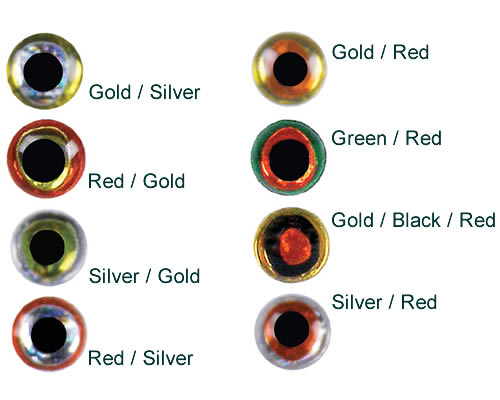 Jurassic Eyes - Red/Silver - Sizes 3.5 - 8.0 mm