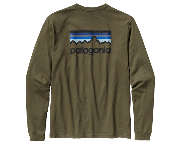 Patagonia Men's Long-Sleeved Line Logo Cotton T-Shirt - Fatigue Green