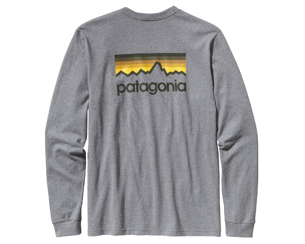 Patagonia Men's Long-Sleeved Line Logo Cotton T-Shirt - Gravel Heather