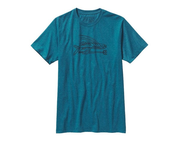 Patagonia Men's Pinstripe Flying Fishing Cotton/Poly T-Shirt - Underwater Blue