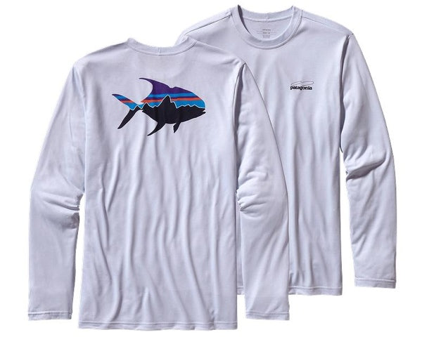 Patagonia Men's Long-Sleeved Graphic Tech Fish Tee Fitz Roy Permit: Ion Blue