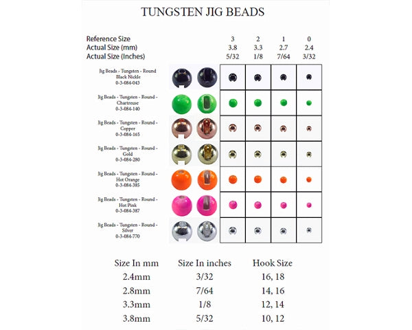 Tungsten Jig Beads - Round - Black Nickel
